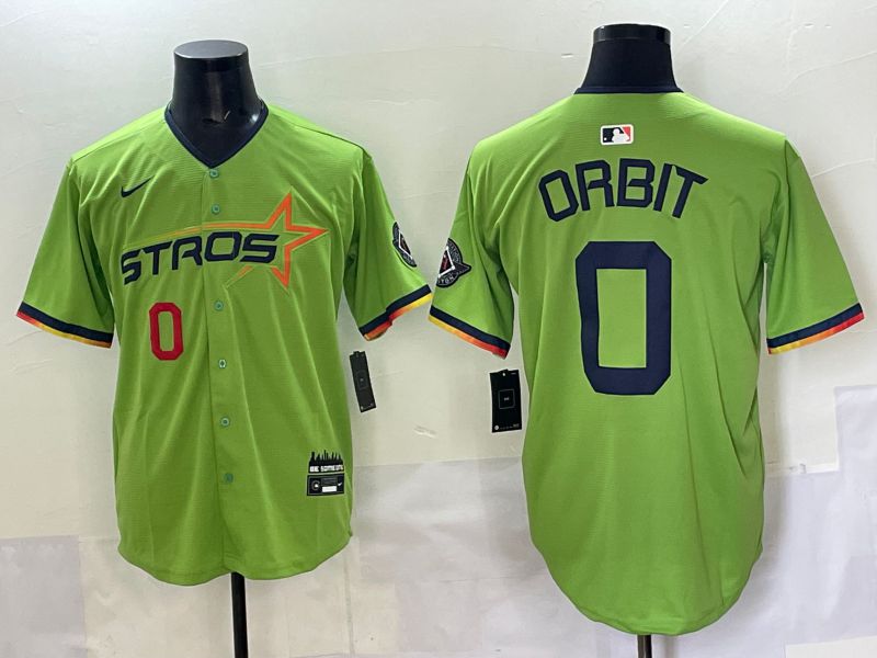 Men 2025 Houston Astros 0 Orbit Green Three generations Joint Name Nike MLB Jersey style 2
